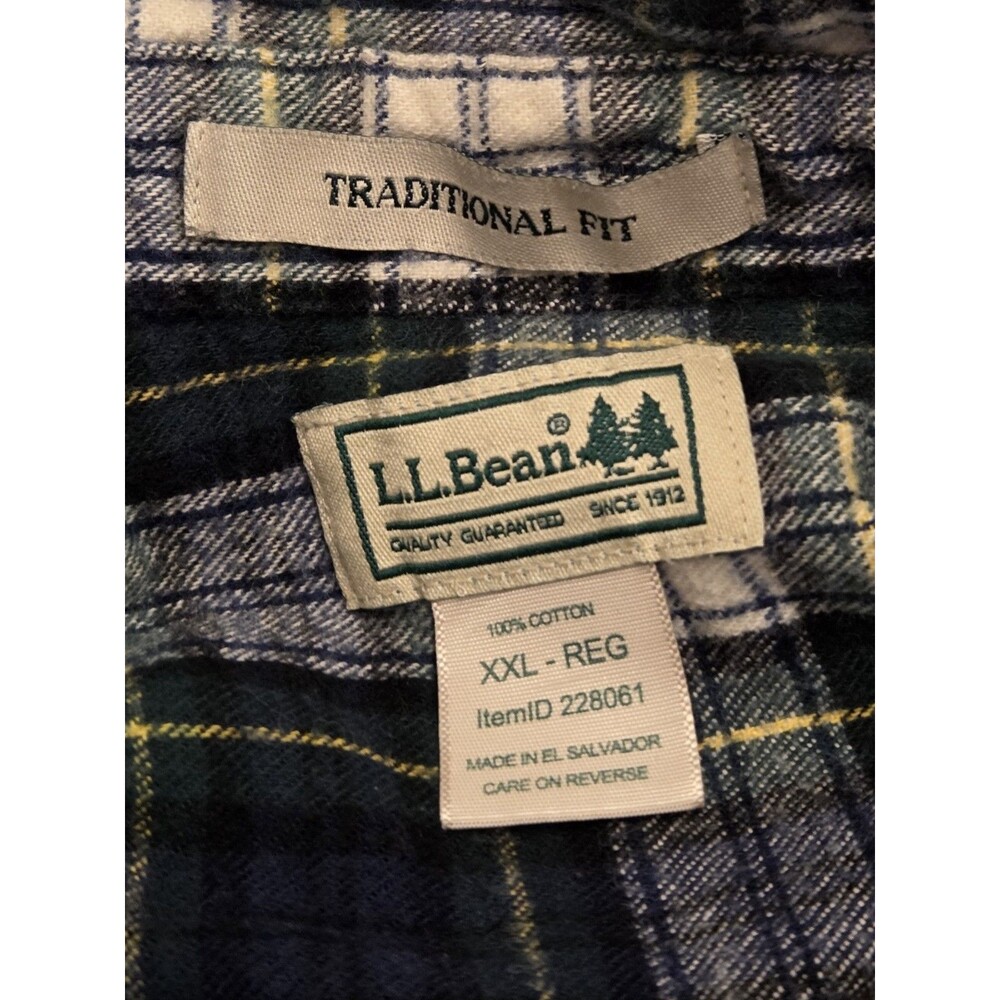 LL Bean Flannel Shirt Mens XXL Traditional Fit Plaid Button Down Cotton Outdoor - Picture 3 of 7